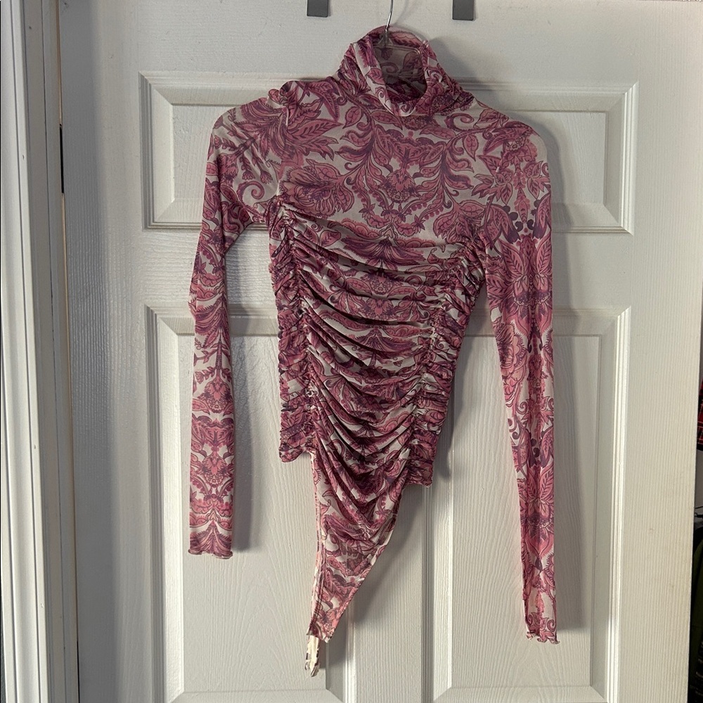 Free People Pink Floral Bodysuit